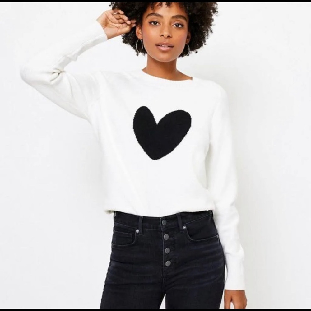 Ann Taylor Loft Heart Sweater SZ S